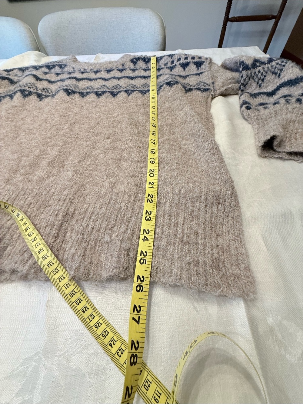 Altar’d State Fair Isle Nordic Sweater Blue Oatmeal Ladies Medium Cozy Winter L - Picture 9 of 10